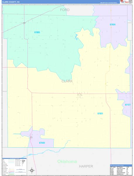 Clark County Ks Wall Map Color Cast Style By Marketmaps Mapsales