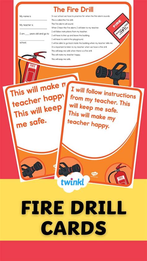 Two Fire Drill Cards With The Words This Will Make It Easier To Teach How To Use