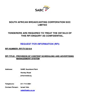 Fillable Online South African Broadcasting Corporation Soc Sabc