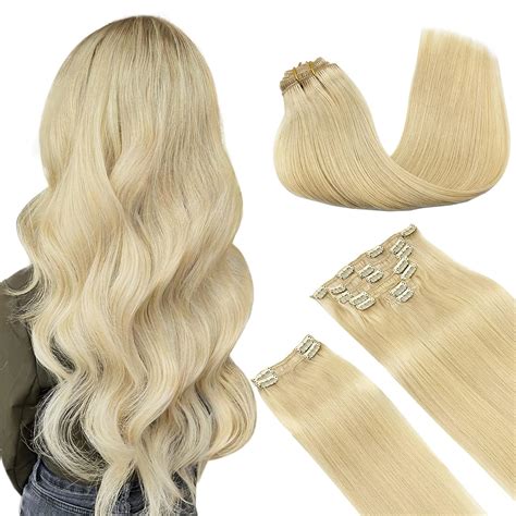 Amazon Doores Clip In Hair Extensions Real Human Hair Bleach