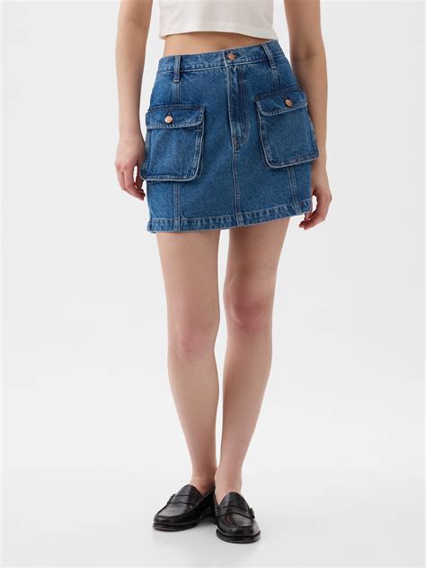 Denim Cargo Mini Skirt Gap