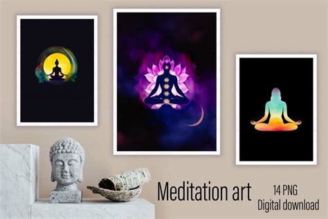 Dark Yoga wall art set digital download, Zen wall art 14 PNG