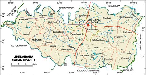 Maps of Bangladesh: Jhenaidah Sadar Upazila