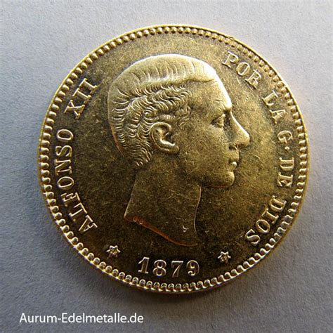 Spanien 25 Pesetas Gold Alfonso XII 1874 1885 Aurum Goldshop