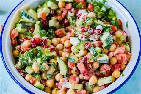 Mediterranean Chickpea Salad Recipe With Tahini Dressing