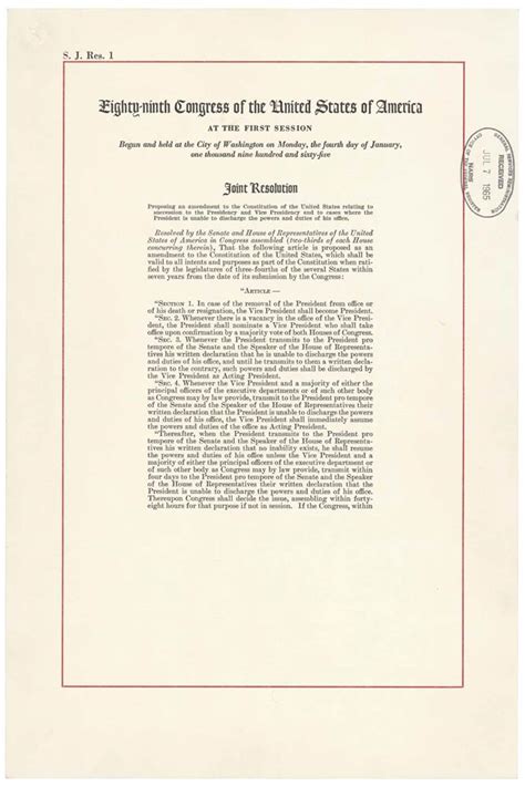 25th Amendment to the Constitution - U.S. Amendment XXV Summary