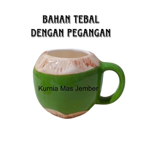 Jual Mug Kelapa Unik Gelas Keramik Bentuk Kelapa Muda Murah Shopee