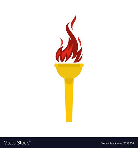 Burning Torch Flat Icon Royalty Free Vector Image