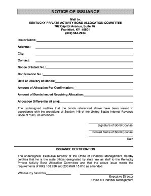 Fillable Online Finance Ky Notice Of Issuance Fill In Form To Print