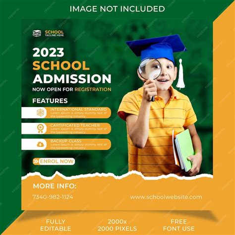 Premium Psd School Admission Social Media Banner Post