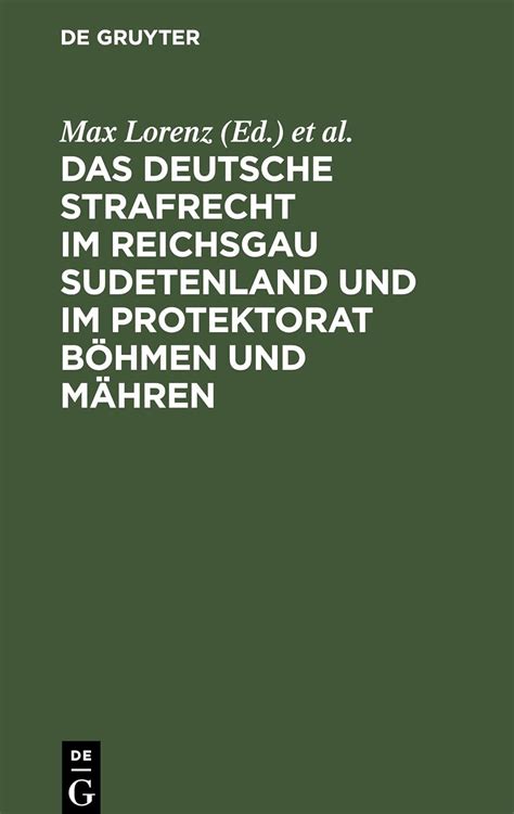 Buy Das Deutsche Strafrecht Im Reichsgau Sudetenland Und Im Protektorat