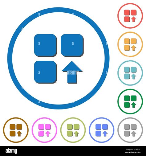 Move Up Component Flat Color Vector Icons With Shadows In Round