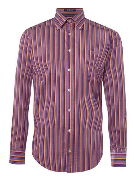 Gant Long Sleeved Pencil Striped Shirt In For Men Pink Lyst