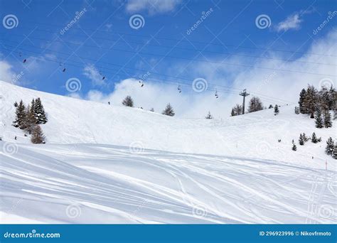 Ski Slopes in Pila Ski Resort Stock Photo - Image of chalet, tracks ...