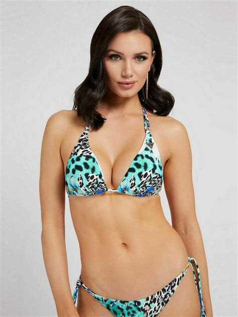 Guess E2GJ90MC04R Bikini Τριγωνάκι Animal Print Τιρκουάζ Skroutz gr