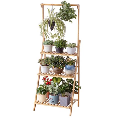 Copree Bamboo Tier Hanging Plant Stand Planter Shelves Flower Pot