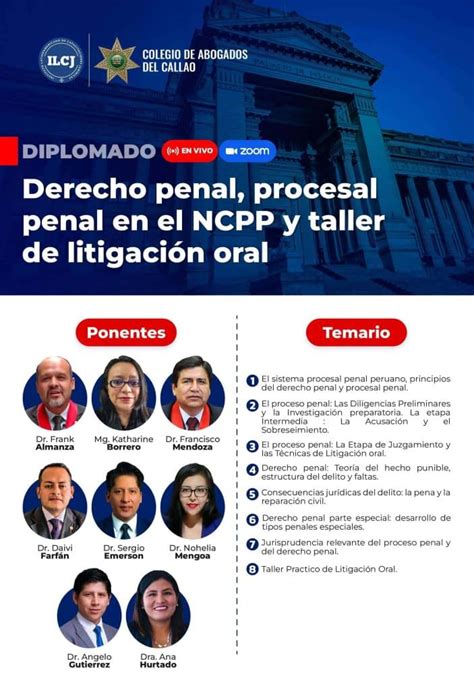 Diplomado De Alta Especialización En Derecho Penal Procesal Penal En El Ncpp Y Taller De