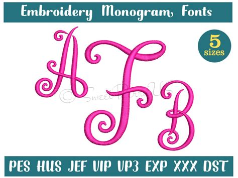 Machine Embroidery Monogram Embroidery Embroidery Font - Etsy