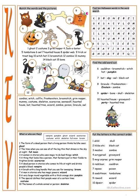 Halloween Vocabulary Exercises Halloween Vocabulary Halloween Worksheets Vocabulary