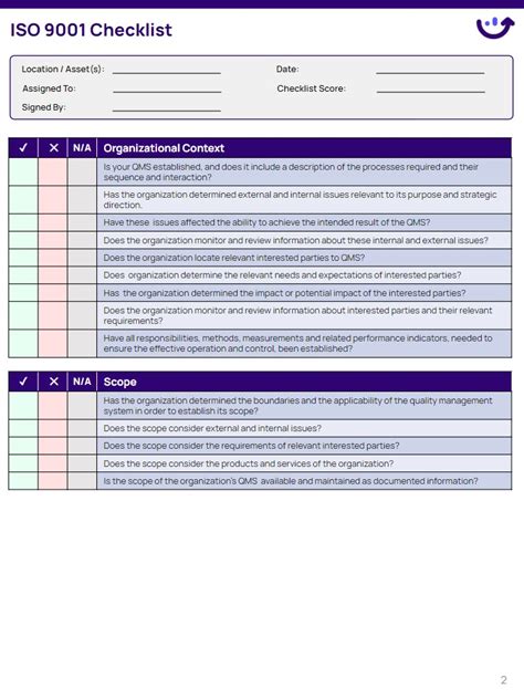 Iso Checklist Excel Template