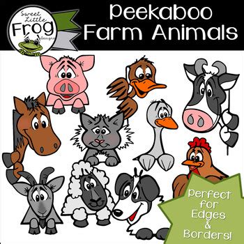 Peek a Boo Farm Animals Clip Art by Sweet Little Frog Designs | TpT