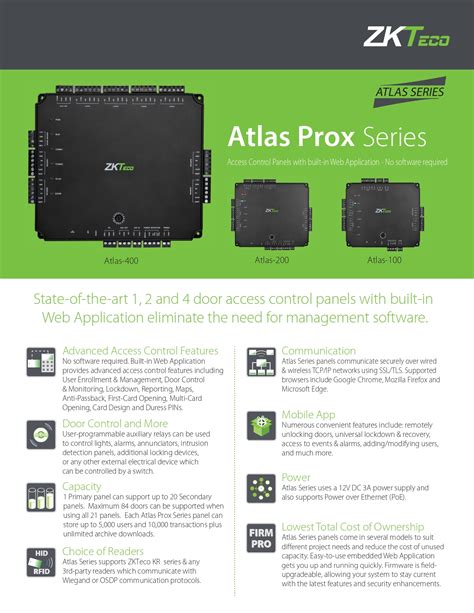 Zkteco Atlas 400 Prox Series 4 Door Access Control Panel With Built In Poe And Wi Fi 4 Wg Readers