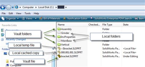 Solidworks Pdm Vault View Grey Folder And Local Files