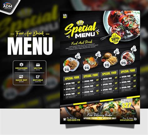 Premium Vector Restaurant Food Menu Poster Design Template