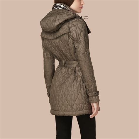 Diamond Quilted Coat In Mink Grey Women Burberry United States