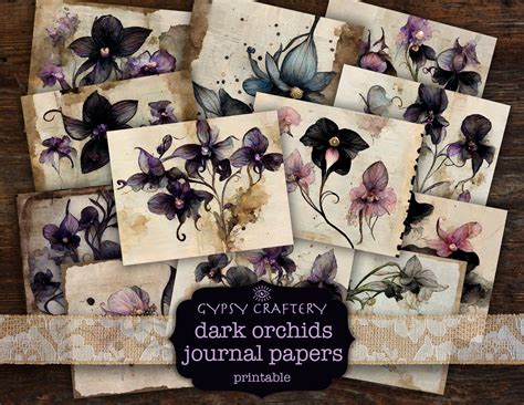 Dark Orchids Junk Journal Papers Printable Journal Pages Etsy