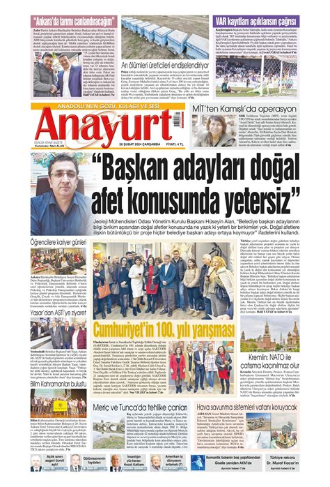 Anayurt Gazetesi Ubat Ar Amba G N Man Eti