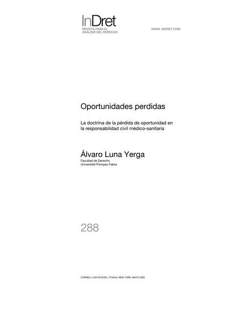 Pdf Oportunidades Perdidas La Doctrina De La Pérdida De Oportunidad