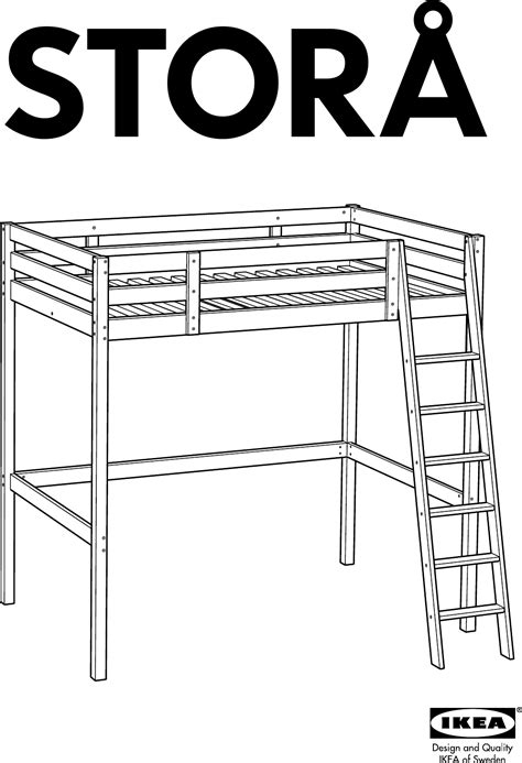 Ikea Stora Loft Bed Frame Full Double Assembly Instruction