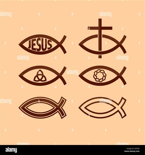 A Set Of Christian Fish And Biblical Symbols Stock Vector Image And Art