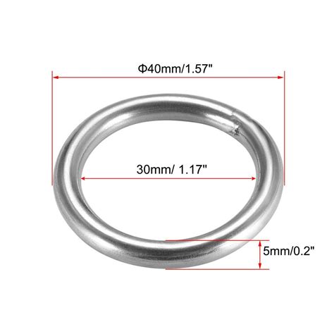 Welded O Ring 40 X 5mm Strapping Round Rings 201 Stainless Steel 2pcs