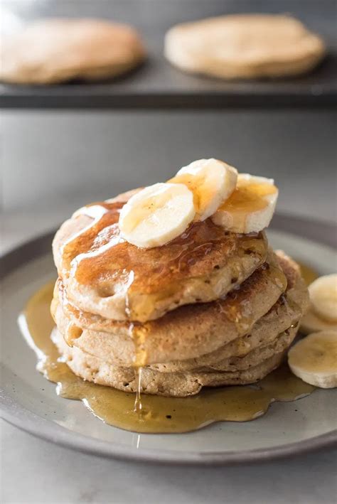 Banana Oat Blender Pancakes Recipe Blender Pancakes Tasty Pancakes Food