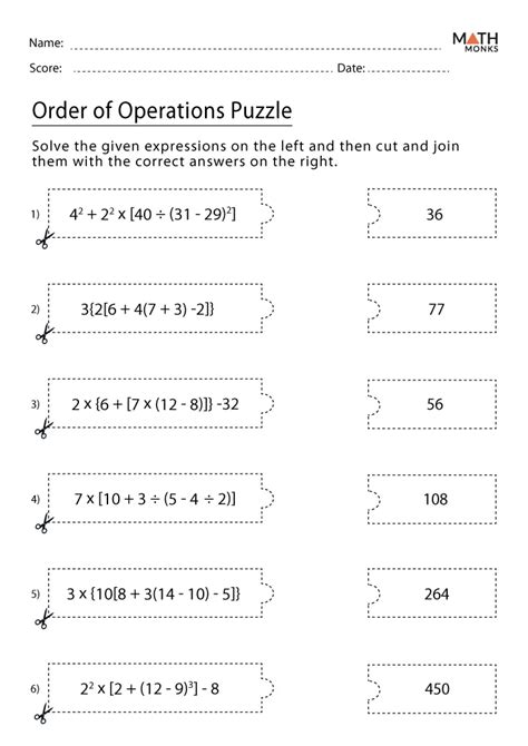 Order Of Operations Worksheets Math Monks Worksheets Library