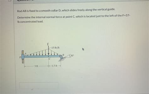 Solved Rod Ab Is Fixed To A Smooth Collar D Which Chegg