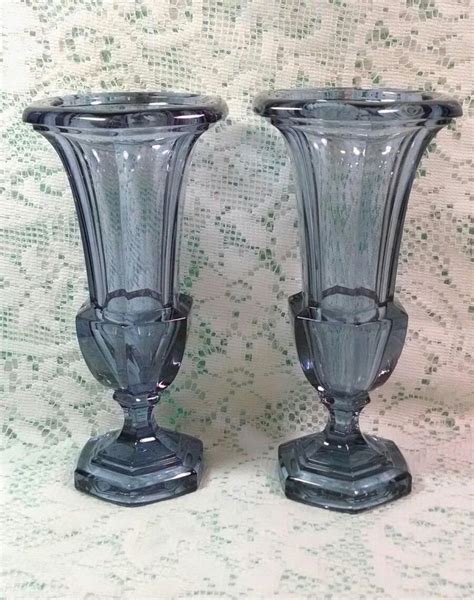 2 Vintage 8 Tall Moser Neodymium Alexandrite Lead Crystal Glass Vase Vases 1856360859