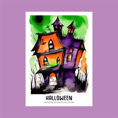 Premium Vector Spooky House Watercolor Vector Art