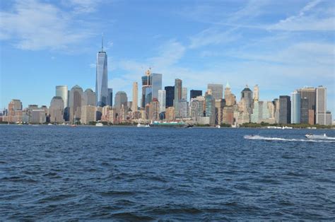 Manhattan View With Skyscrapers And Blue Sky In The Day Nyc Editorial