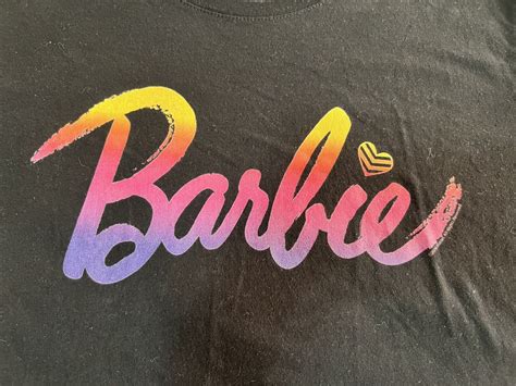 Barbie Pink Gradient Logo Black T shirt Size XL 100% … - Gem