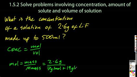 13 Solve Problems Using Concentration Amount Of Solute And Volume Sl