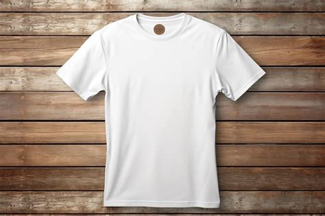 Camiseta blanca sobre fondo de madera para la maqueta de tus diseños