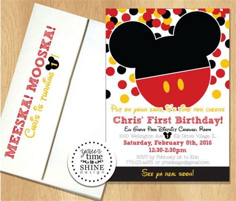 Elegant Mickey Mouse Birthday Invitations