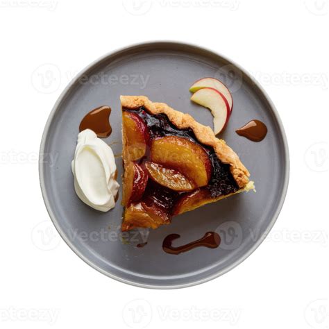 Peach Pie Slice On Blue Plate 47730664 Png