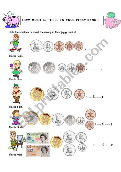 How Much Is There In My Piggy Bank ESL Worksheet By Faurfab