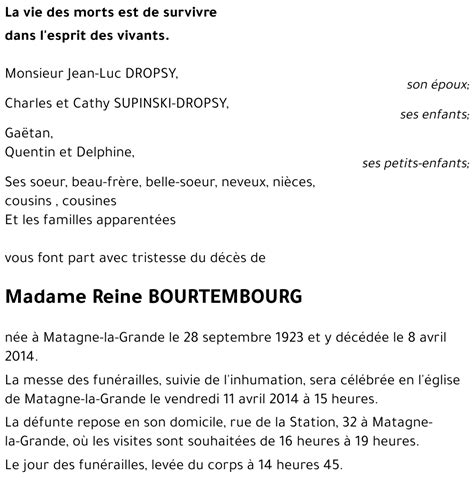 Avis De D C S De Reine Bourtembourg D C D Le Matagne La