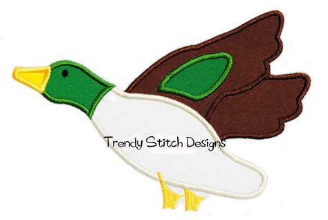 Mallard Duck Applique Machine Embroidery By Trendystitchdesigns