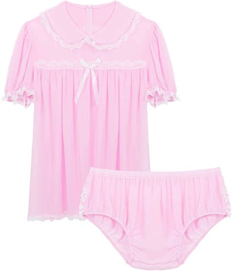 Chictry Herren Sissy Dessous Set Spitze Nachthemd Top Slips